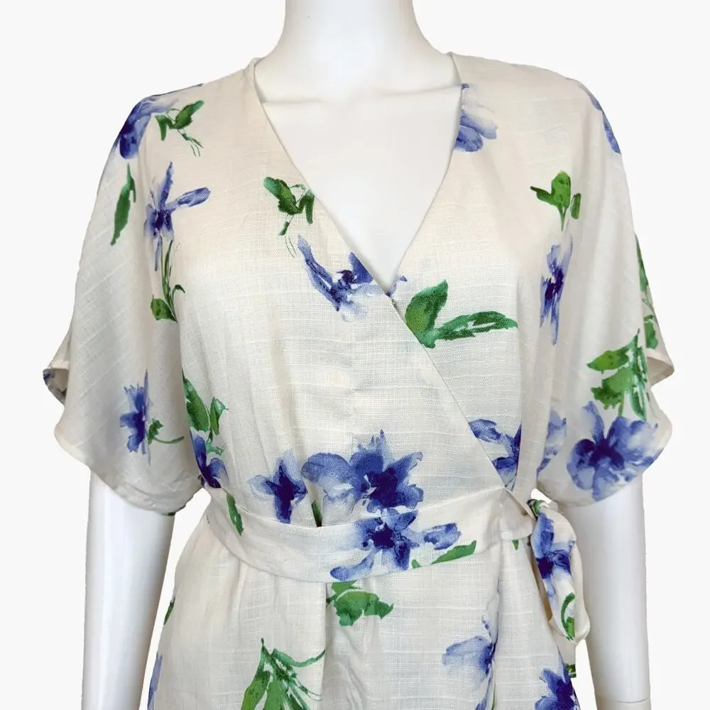 NWT COLLECTIVE CONCEPTS Semi-Sheer Floral Wrap Blouse (Ivory | Size S) - Picture 6 of 10